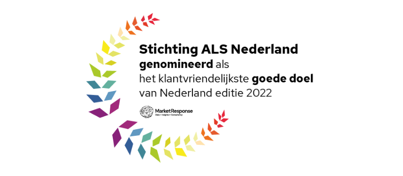 oorkonde met tekst Stichting ALS Nederland genomineerd als het klantvriendelijkste goede doel van Nederland editie 2022